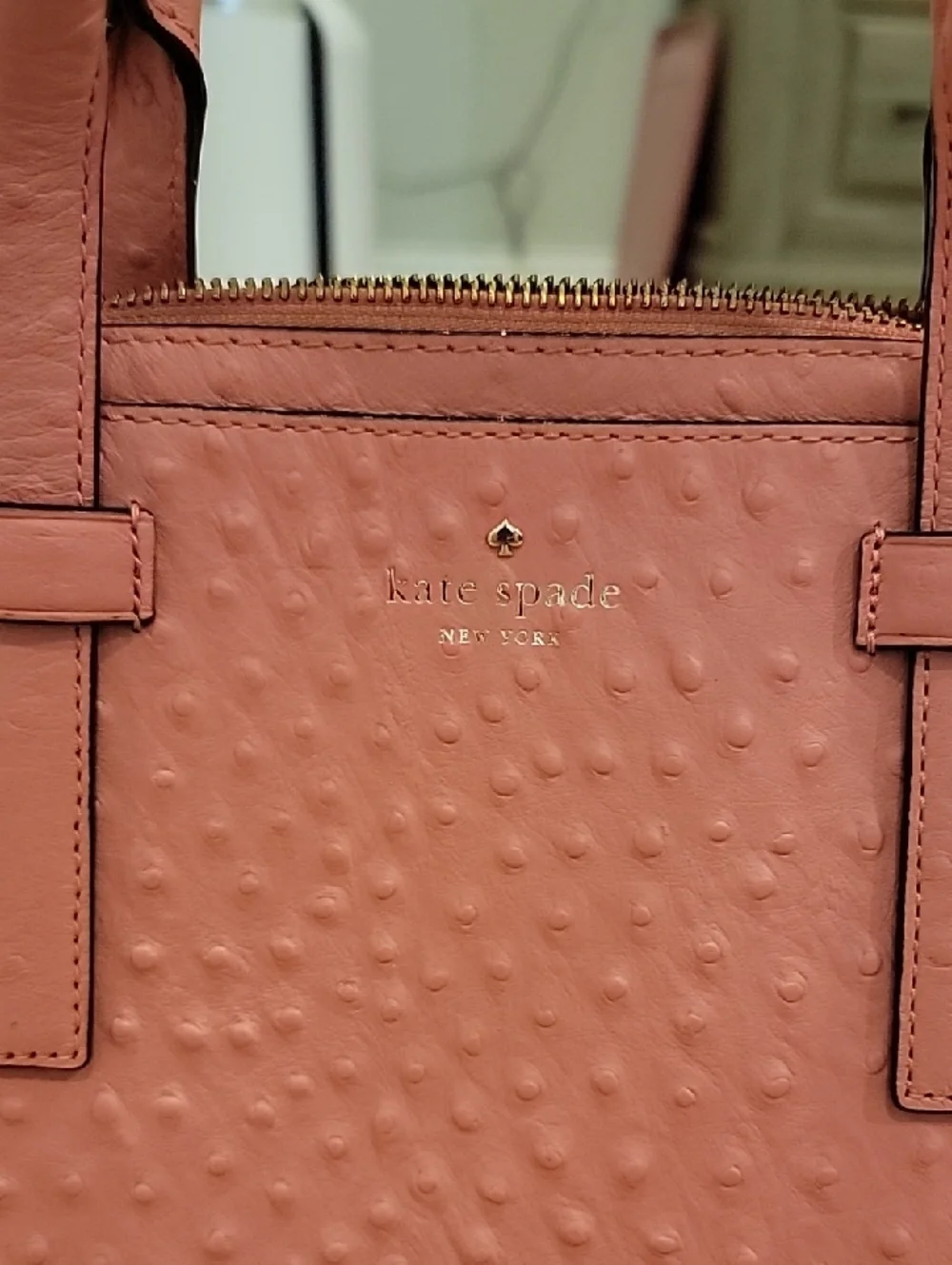 kate spade Ostrich-Embossed Pink Dome Satchel with Strap